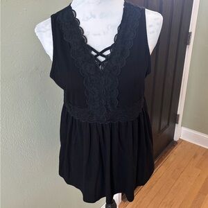 Torrid Black Lace Trim Blouse